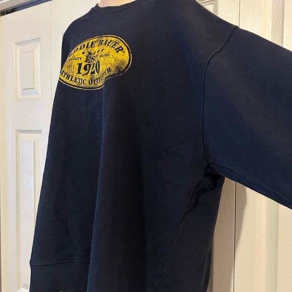 Eddie Bauer Dark Blue Sweatshirt with Yellow Emblem - Picture 2 of 7